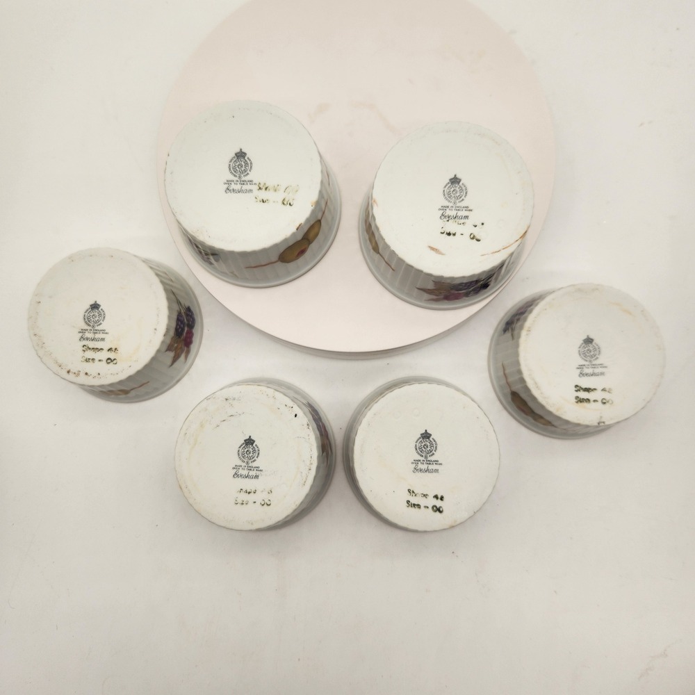 Royal Worcester Evesham Gold Porcelain Ramekins Set of 6 Made in England Vintage - Picture 8 of 9
